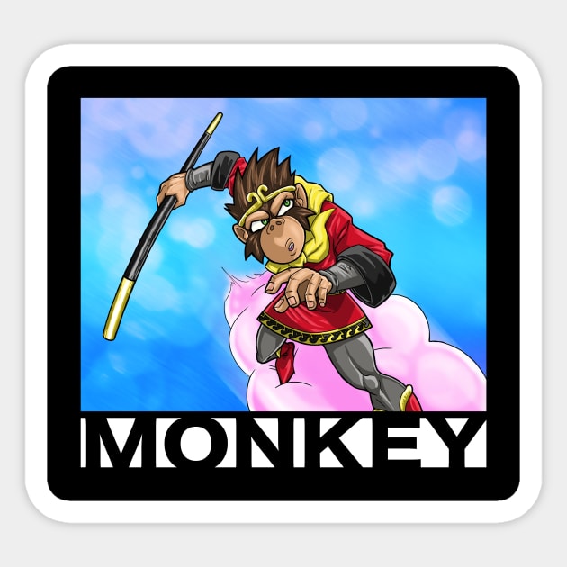 Monkey in the Clouds Sticker by Captain_awesomepants